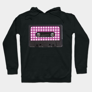 Audio Tape Vintage Gingham Pink Hoodie